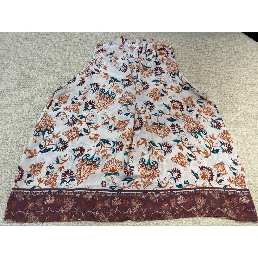 Violet + Claire Women’s XL Sleeveless Top Pleated V-Neck Paisley Boho Summer
